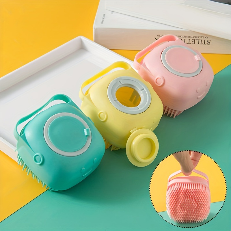 Silicone Bath Brush with Built-In Soap Dispenser, Gentle Cleaning